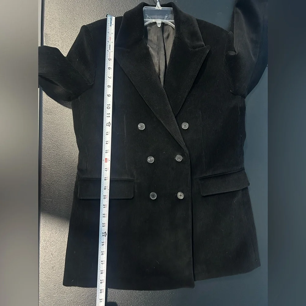 Kooples Womens Black Corduroy Double Breasted Jacket 100% Cotton NWT EU 40/8 - Picture 10 of 10